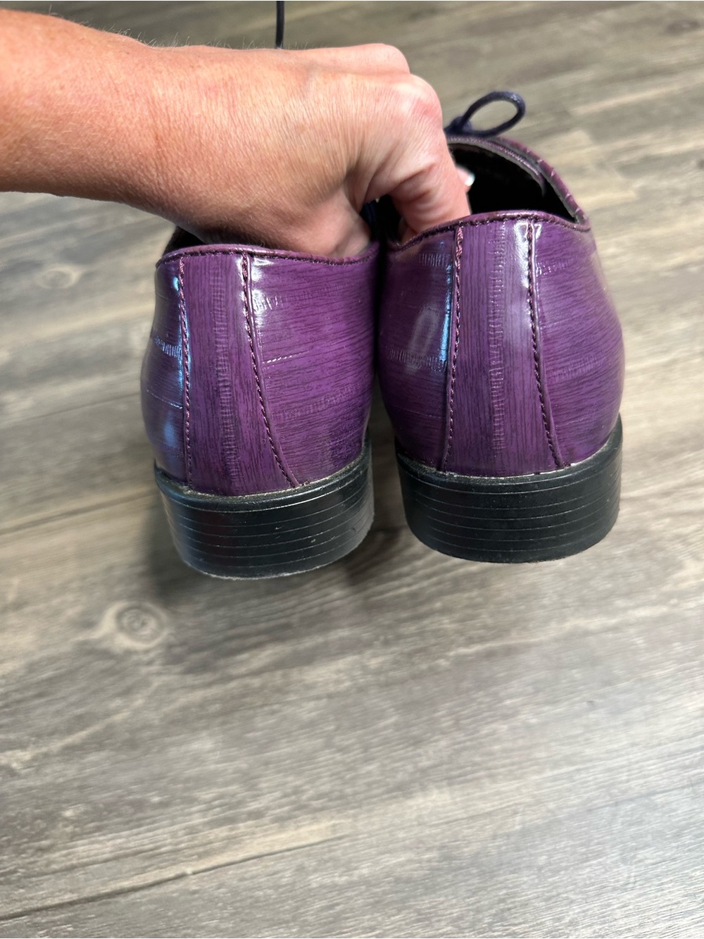 Bolano Eastport Purple Ostrich Print Dress Shoes Men’s Size 10 Lace Up - Picture 3 of 6